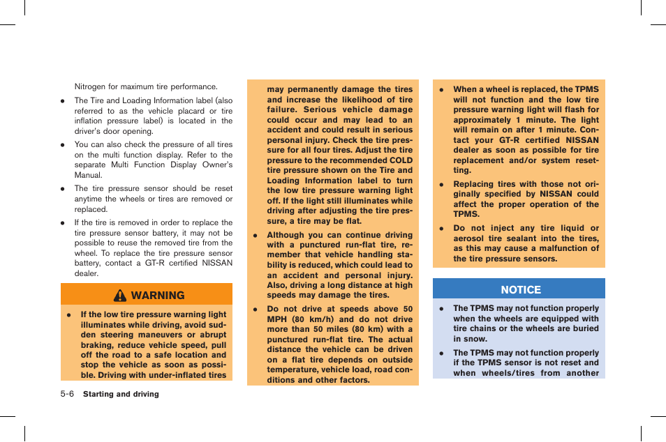 Warning, Notice | NISSAN 2015 GT R - Owner's Manual User Manual | Page 203 / 358