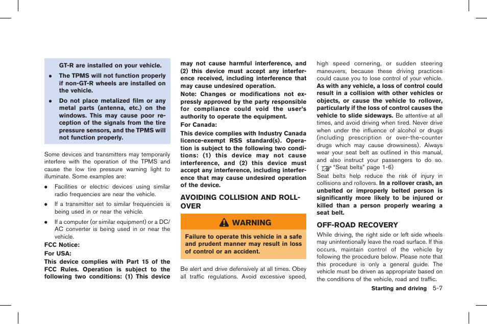 Warning | NISSAN 2015 GT R - Owner's Manual User Manual | Page 204 / 358