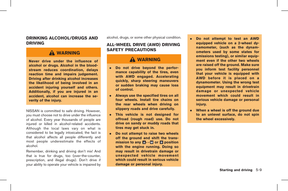 Warning | NISSAN 2015 GT R - Owner's Manual User Manual | Page 206 / 358