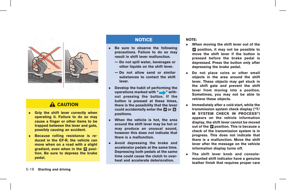 Caution, Notice | NISSAN 2015 GT R - Owner's Manual User Manual | Page 215 / 358