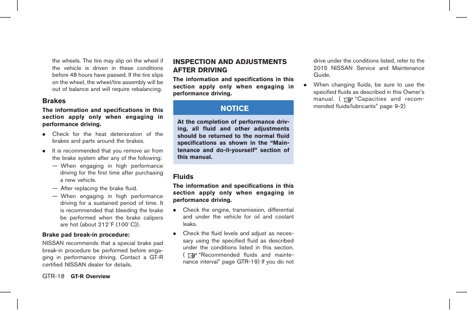 Notice | NISSAN 2015 GT R - Owner's Manual User Manual | Page 25 / 358