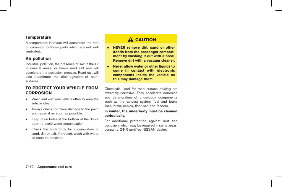 To protect your vehicle from corrosion -10 | NISSAN 2015 GT R - Owner's Manual User Manual | Page 275 / 358