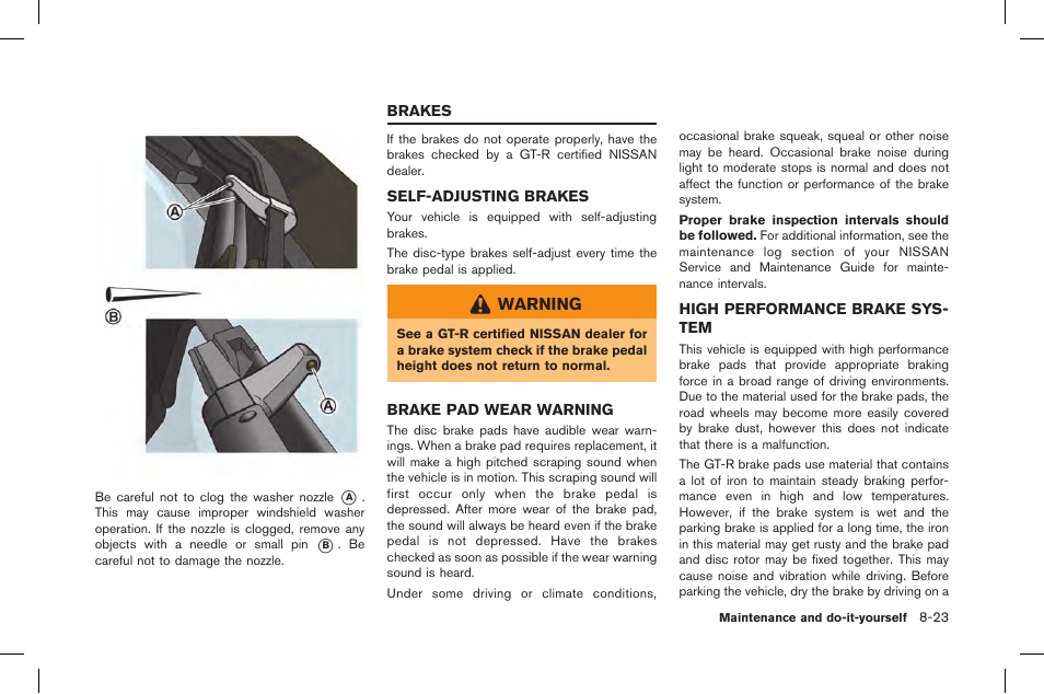Brakes -23 | NISSAN 2015 GT R - Owner's Manual User Manual | Page 298 / 358