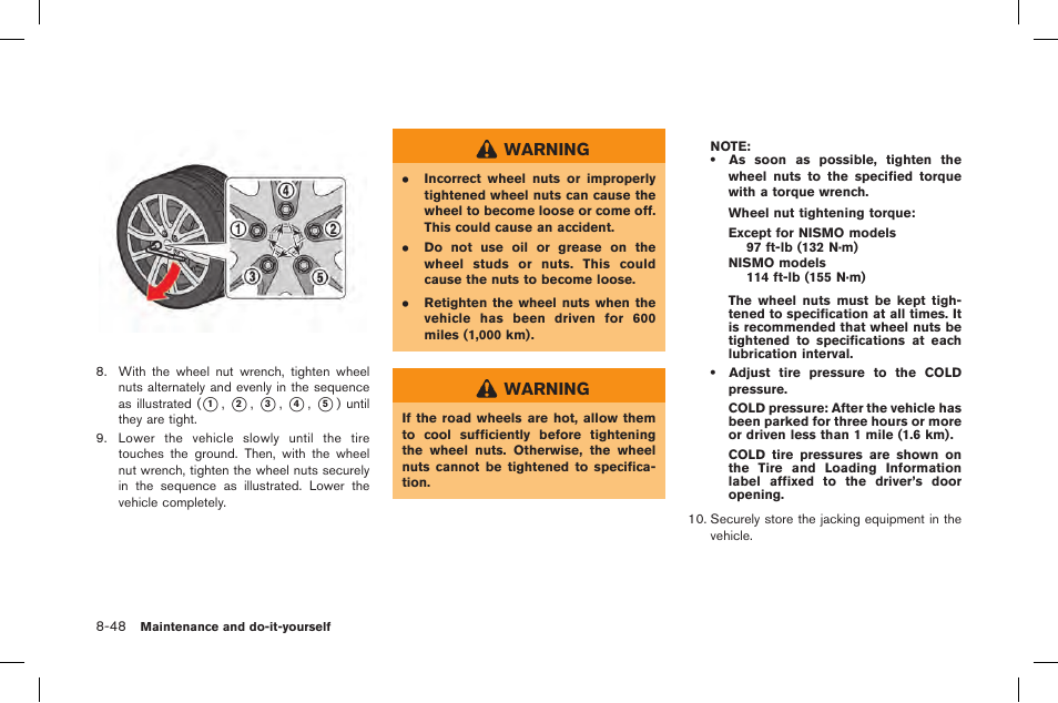 Warning | NISSAN 2015 GT R - Owner's Manual User Manual | Page 323 / 358