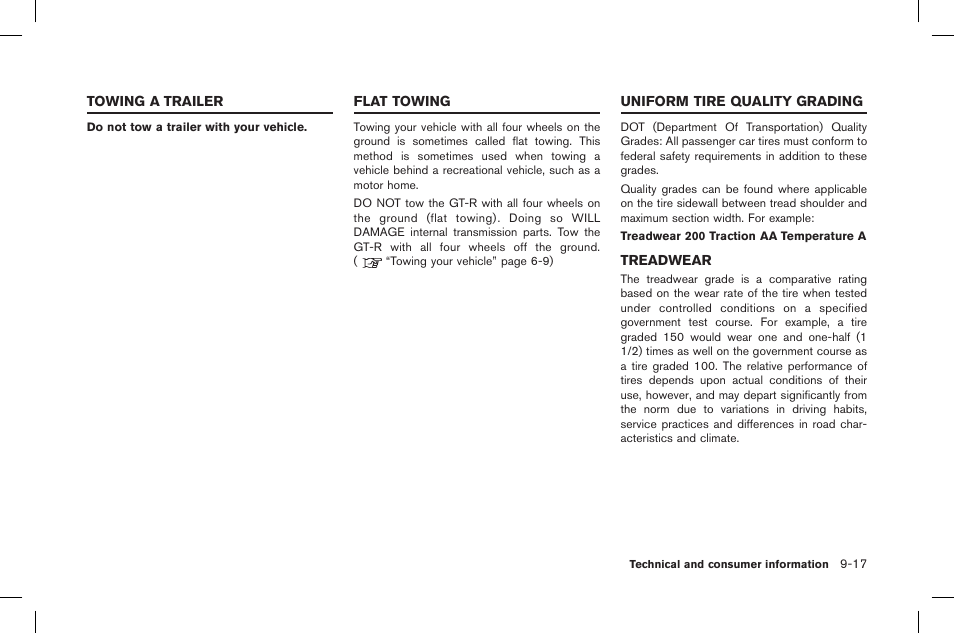 Treadwear -17 | NISSAN 2015 GT R - Owner's Manual User Manual | Page 342 / 358