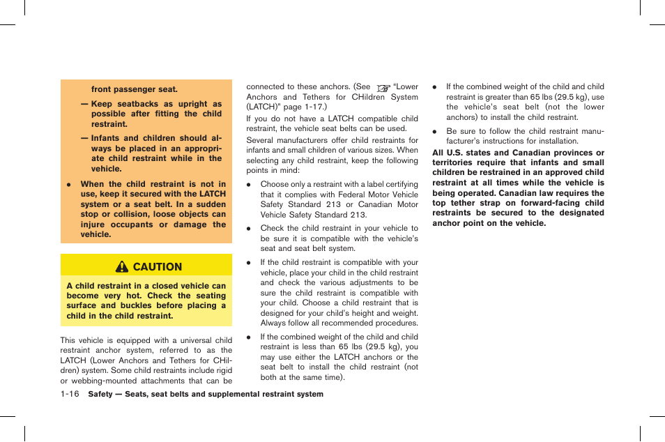 Caution | NISSAN 2015 GT R - Owner's Manual User Manual | Page 65 / 358