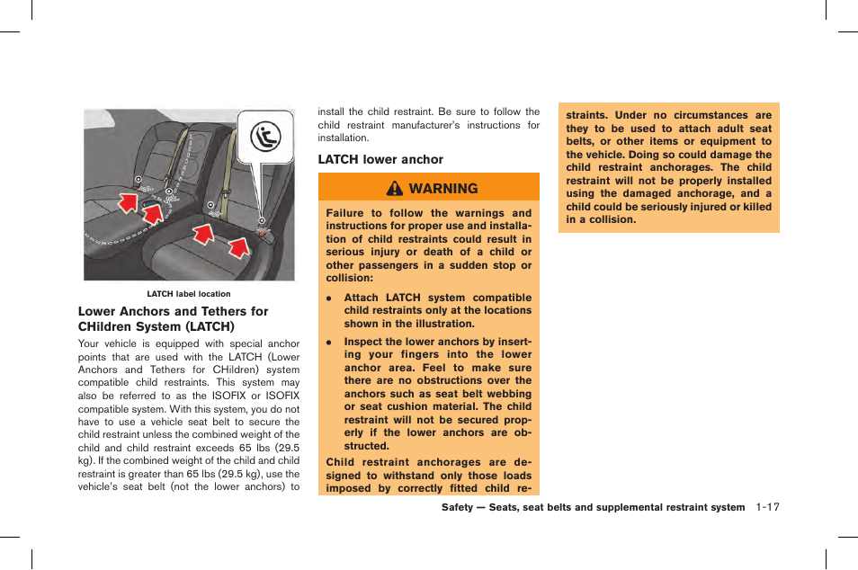 Warning | NISSAN 2015 GT R - Owner's Manual User Manual | Page 66 / 358