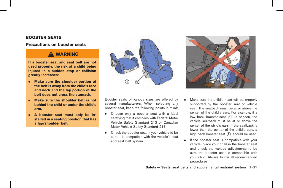 Booster seats -31 | NISSAN 2015 GT R - Owner's Manual User Manual | Page 80 / 358