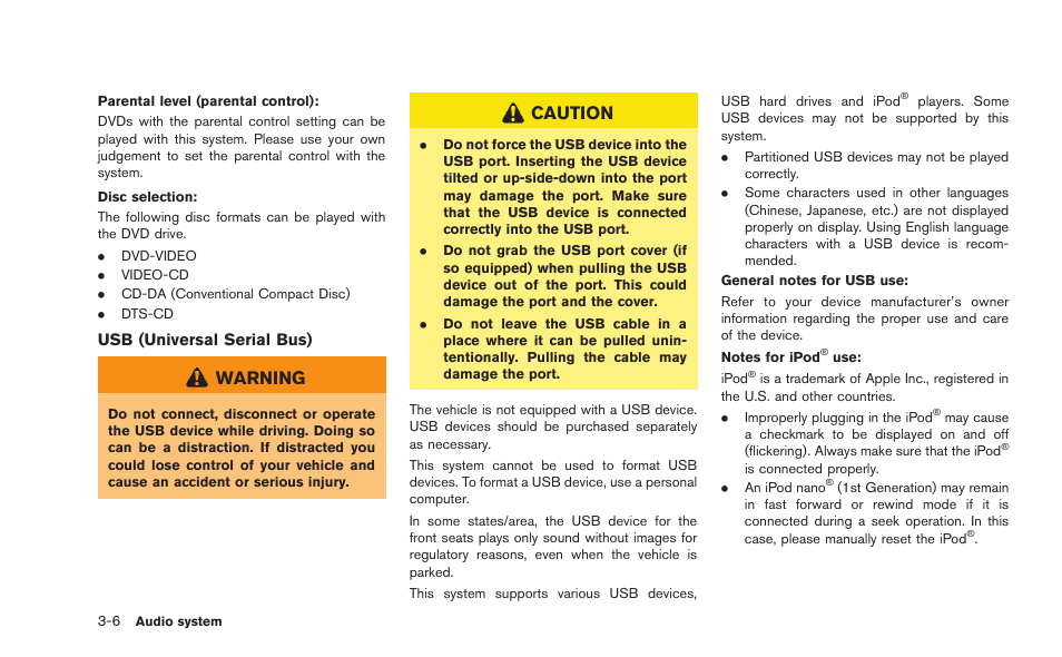 Warning, Caution | NISSAN 2015 GT R - Multi Function Display Owner's Manual User Manual | Page 127 / 298