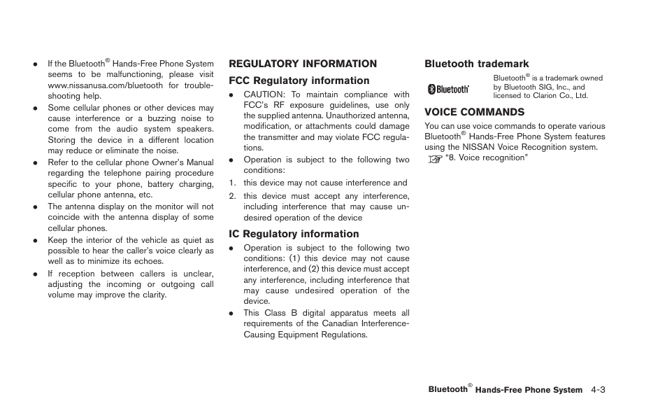 Regulatory information -3 voice commands -3 | NISSAN 2015 GT R - Multi Function Display Owner's Manual User Manual | Page 150 / 298