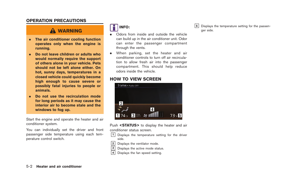 Operation precautions -2, How to view screen -2 | NISSAN 2015 GT R - Multi Function Display Owner's Manual User Manual | Page 157 / 298