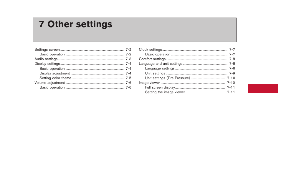 Other settings, 7 other settings | NISSAN 2015 GT R - Multi Function Display Owner's Manual User Manual | Page 188 / 298