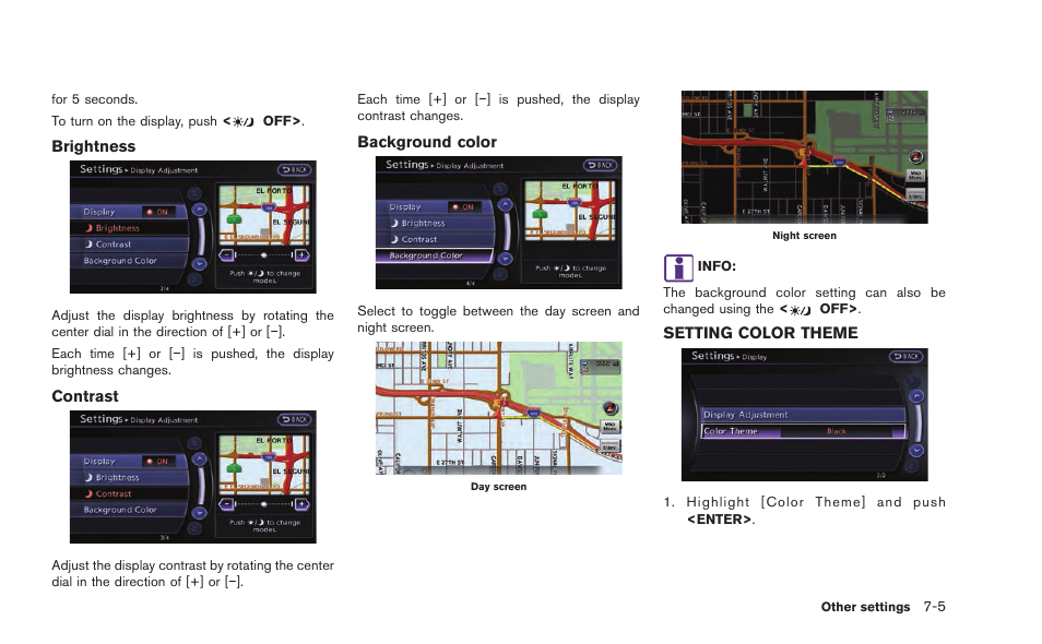 Setting color theme -5 | NISSAN 2015 GT R - Multi Function Display Owner's Manual User Manual | Page 192 / 298