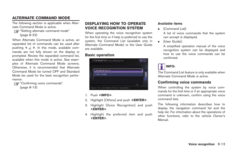 Alternate command mode -13 | NISSAN 2015 GT R - Multi Function Display Owner's Manual User Manual | Page 212 / 298