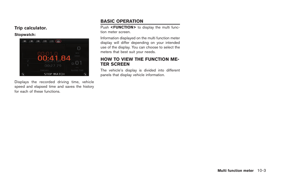 Basic operation -3, How to view the function meter screen -3 | NISSAN 2015 GT R - Multi Function Display Owner's Manual User Manual | Page 238 / 298