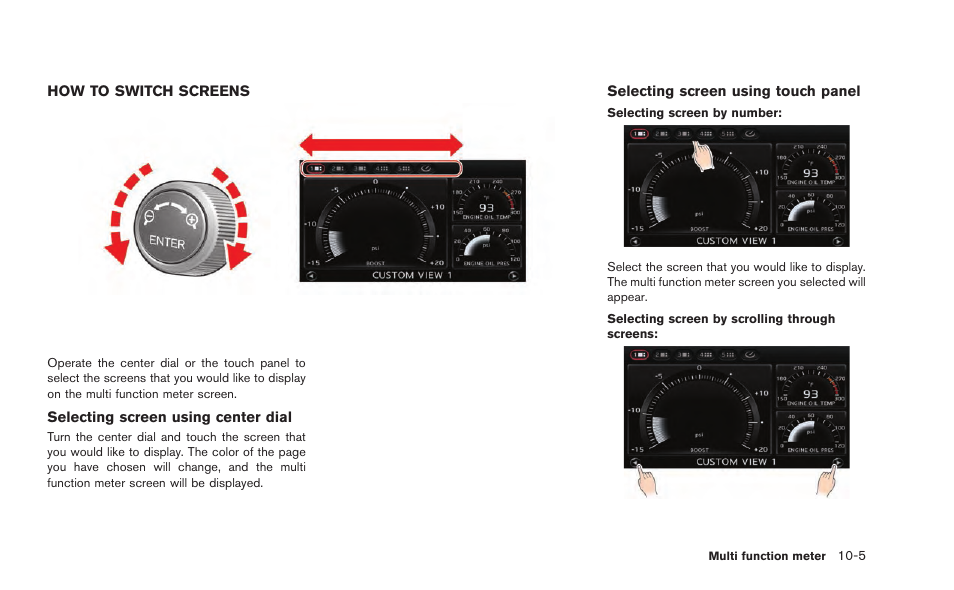 How to switch screens -5 | NISSAN 2015 GT R - Multi Function Display Owner's Manual User Manual | Page 240 / 298