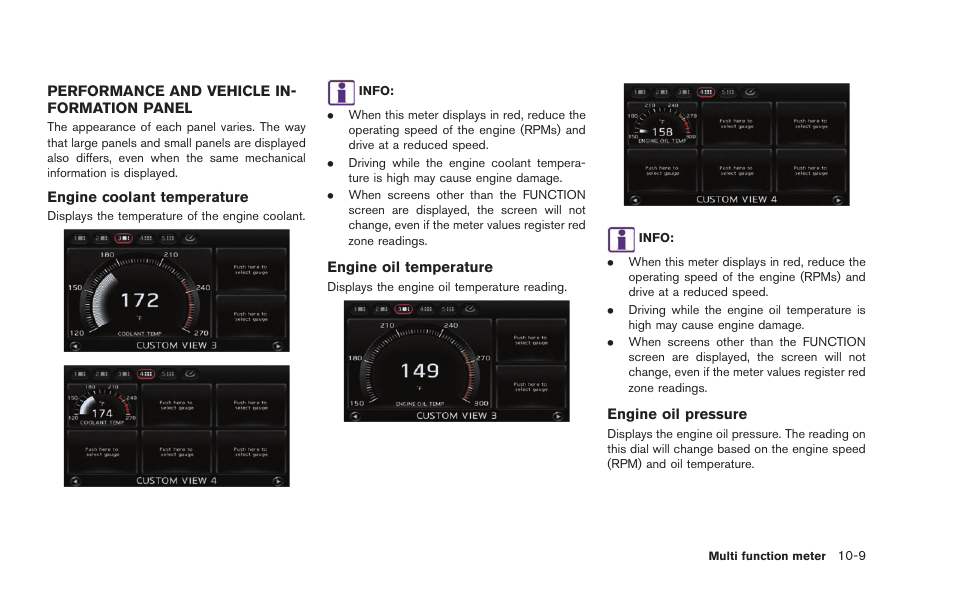 Performance and vehicle information panel -9 | NISSAN 2015 GT R - Multi Function Display Owner's Manual User Manual | Page 244 / 298