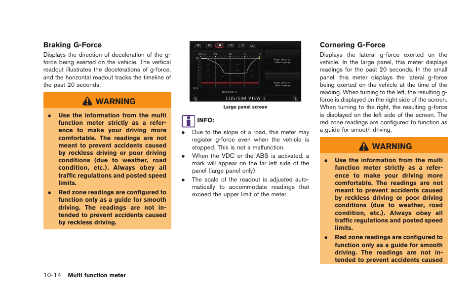 Warning | NISSAN 2015 GT R - Multi Function Display Owner's Manual User Manual | Page 249 / 298