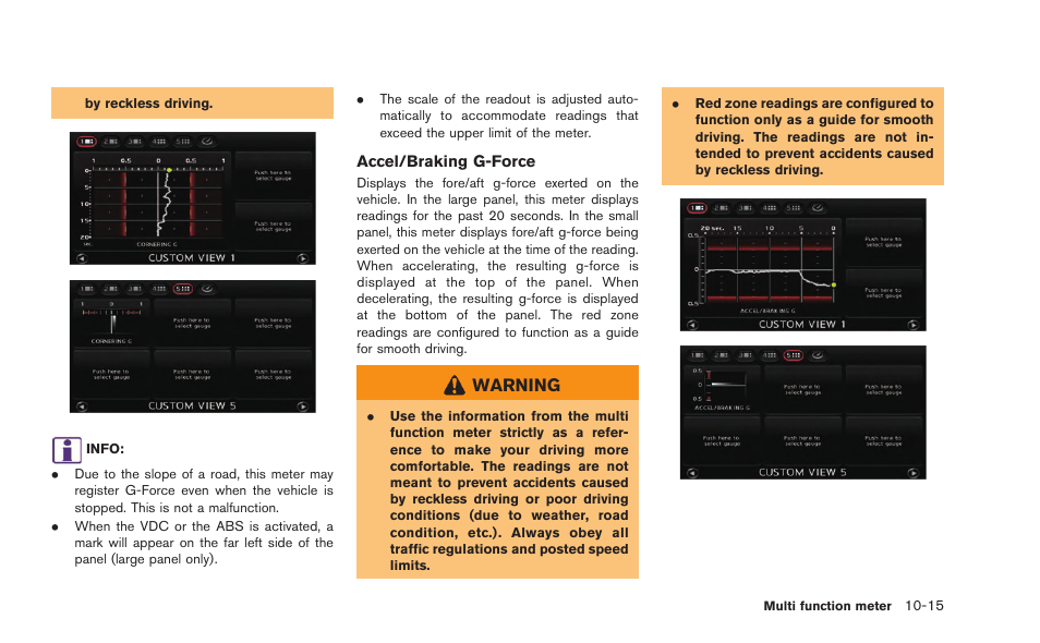 Warning | NISSAN 2015 GT R - Multi Function Display Owner's Manual User Manual | Page 250 / 298