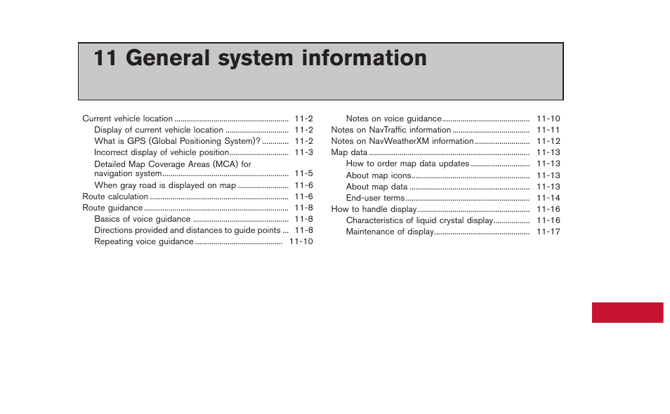 General system information, 11 general system information | NISSAN 2015 GT R - Multi Function Display Owner's Manual User Manual | Page 262 / 298