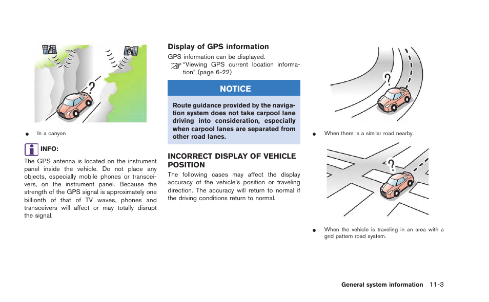 Incorrect display of vehicle position -3, Notice | NISSAN 2015 GT R - Multi Function Display Owner's Manual User Manual | Page 264 / 298