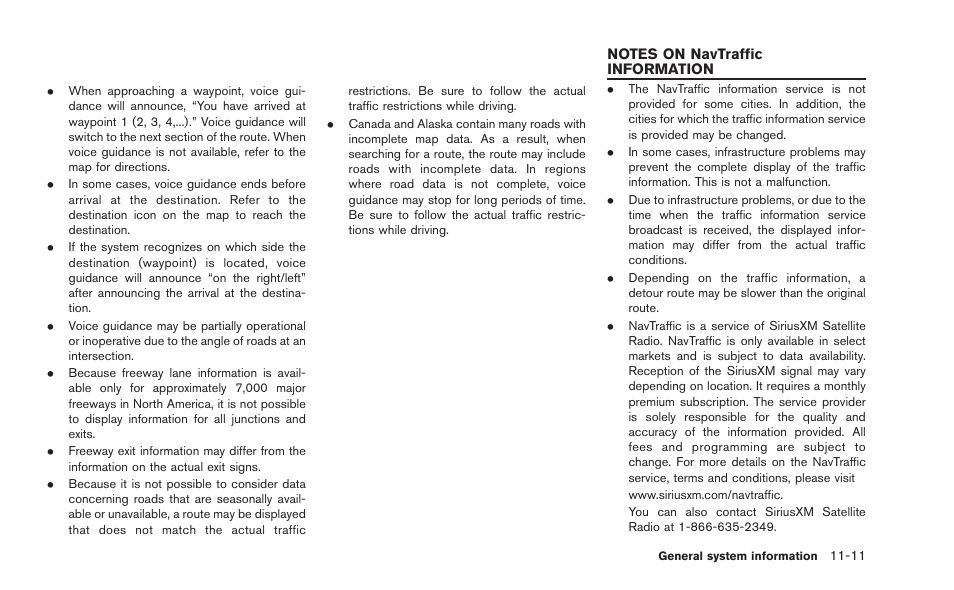 Notes on navtraffic information -11 | NISSAN 2015 GT R - Multi Function Display Owner's Manual User Manual | Page 272 / 298