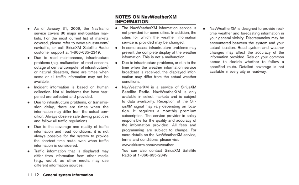 Notes on navweatherxm information -12 | NISSAN 2015 GT R - Multi Function Display Owner's Manual User Manual | Page 273 / 298