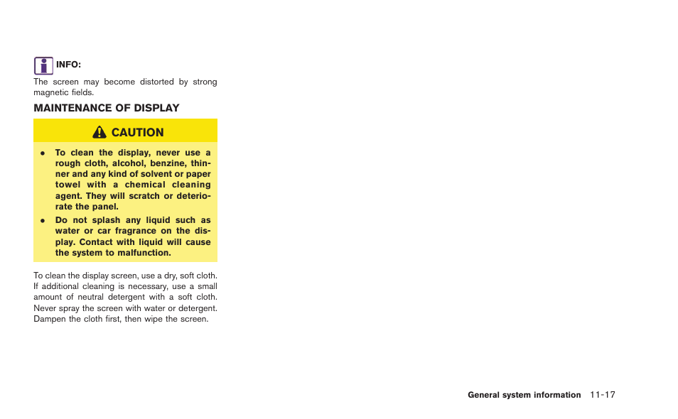 Maintenance of display -17 | NISSAN 2015 GT R - Multi Function Display Owner's Manual User Manual | Page 278 / 298