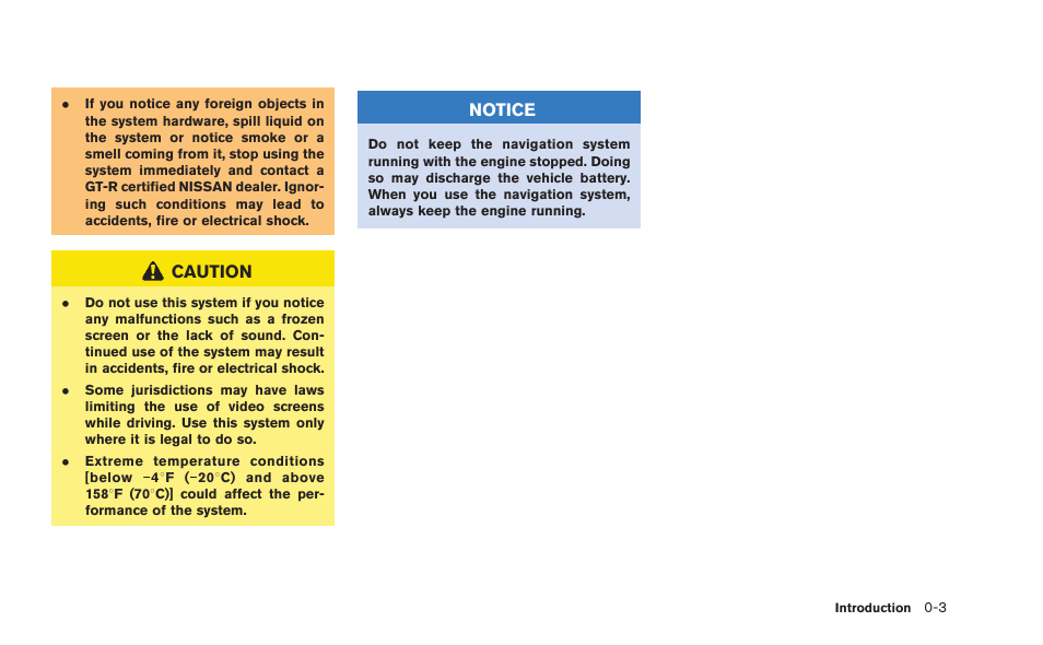 Caution, Notice | NISSAN 2015 GT R - Multi Function Display Owner's Manual User Manual | Page 6 / 298