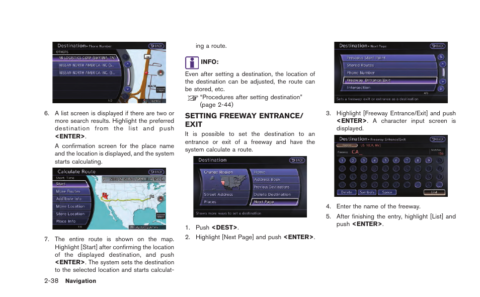 Setting freeway entrance/exit -38 | NISSAN 2015 GT R - Multi Function Display Owner's Manual User Manual | Page 63 / 298