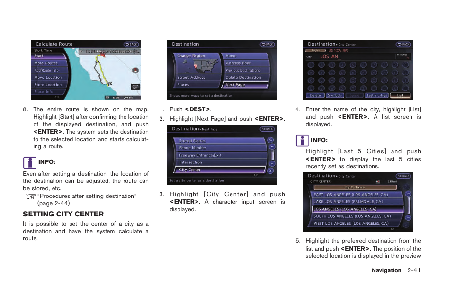 Setting city center -41 | NISSAN 2015 GT R - Multi Function Display Owner's Manual User Manual | Page 66 / 298