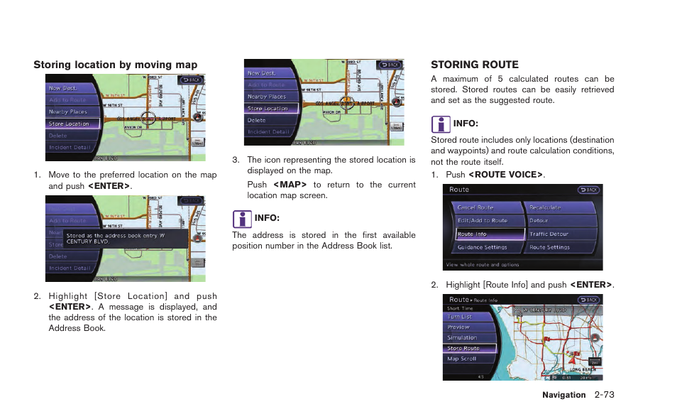 Storing route -73 | NISSAN 2015 GT R - Multi Function Display Owner's Manual User Manual | Page 98 / 298