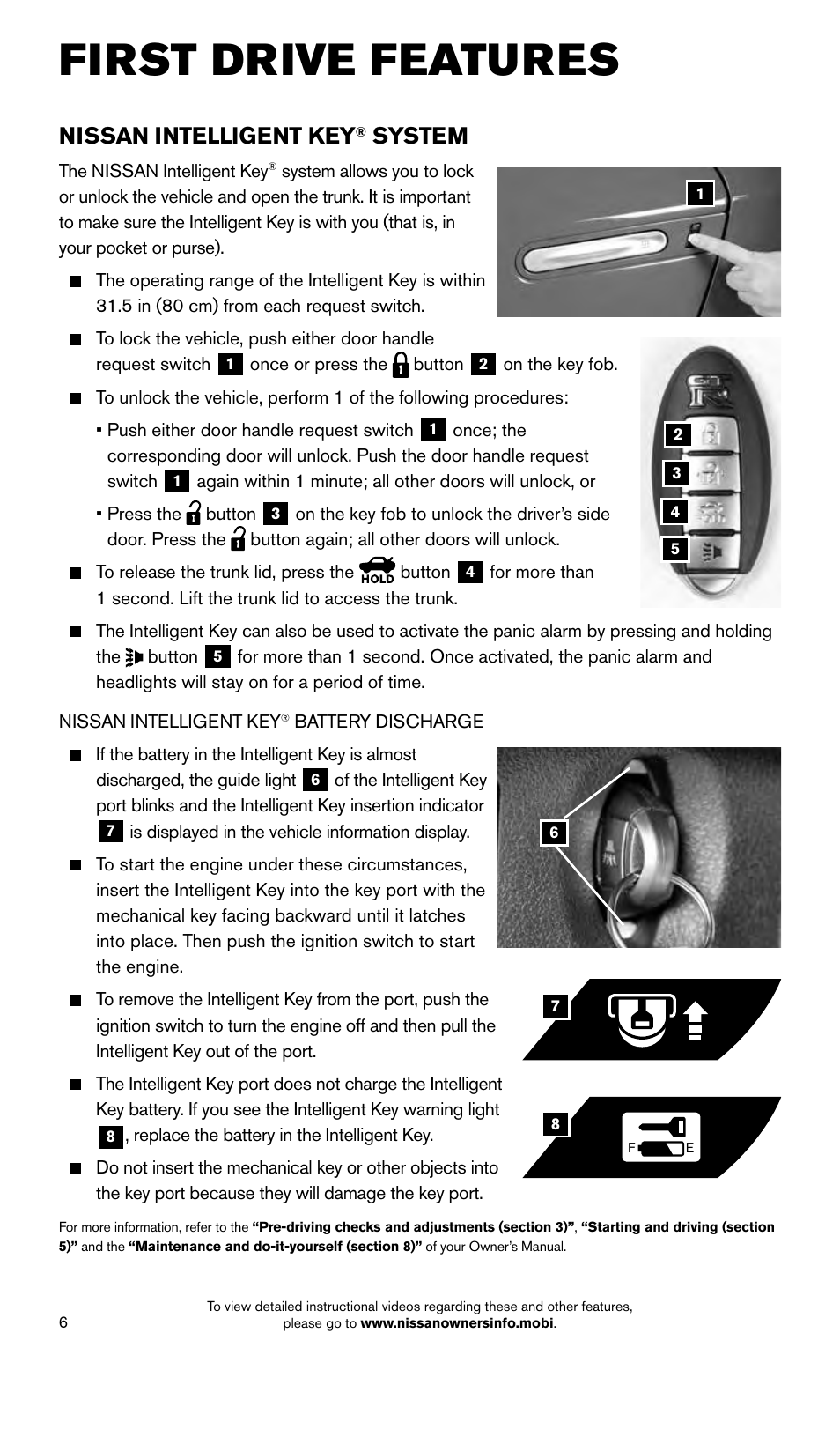 First drive features, Nissan intelligent key, System | NISSAN 2015 GT R - Quick Reference Guide User Manual | Page 8 / 23
