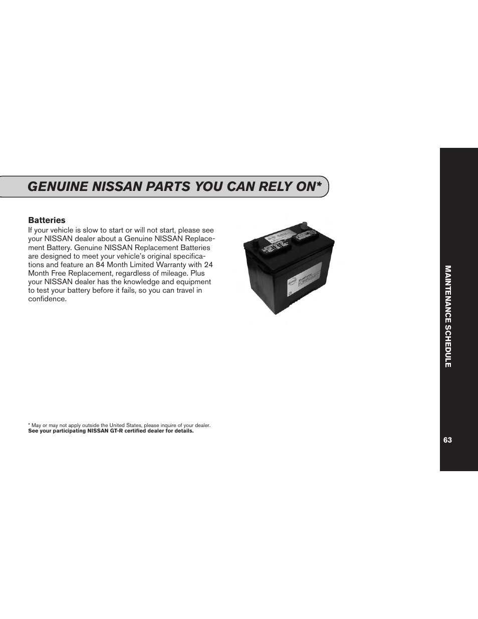 Genuine nissan parts you can rely on | NISSAN 2015 GT R - Service & Maintenance Guide User Manual | Page 65 / 83