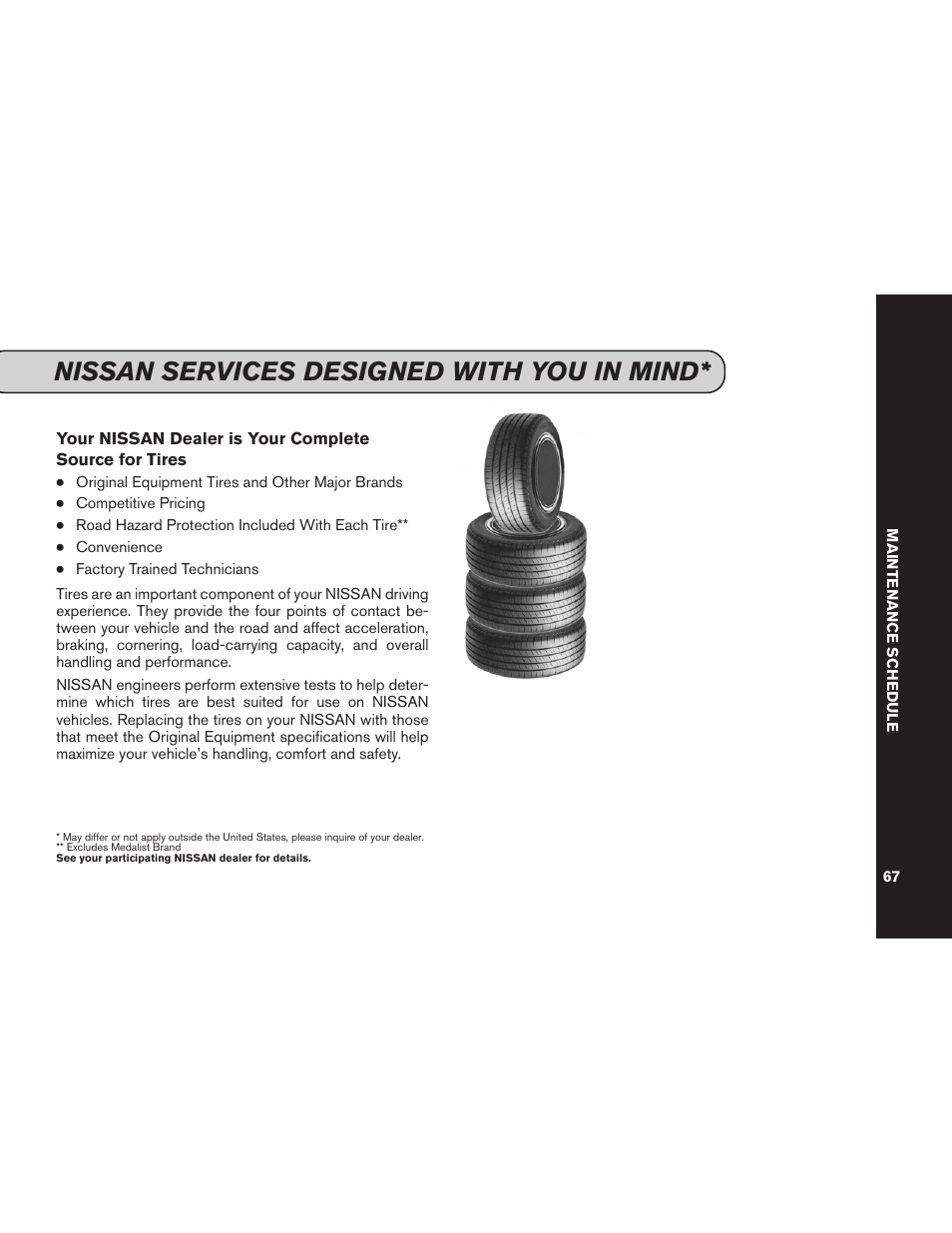 Nissan services designed with you in mind | NISSAN 2015 GT R - Service & Maintenance Guide User Manual | Page 69 / 83