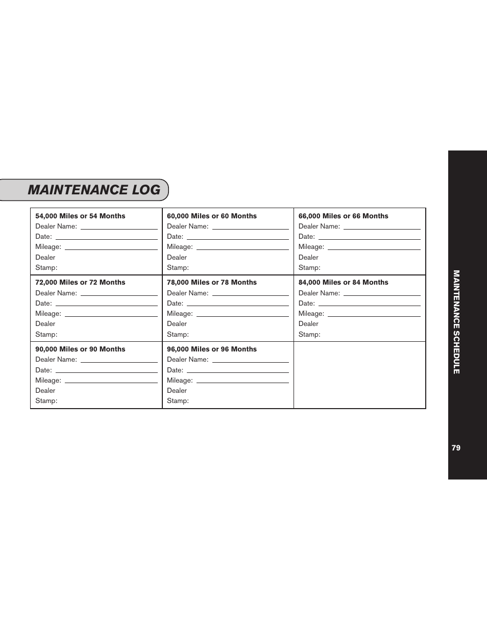 Maintenance log | NISSAN 2015 GT R - Service & Maintenance Guide User Manual | Page 82 / 83