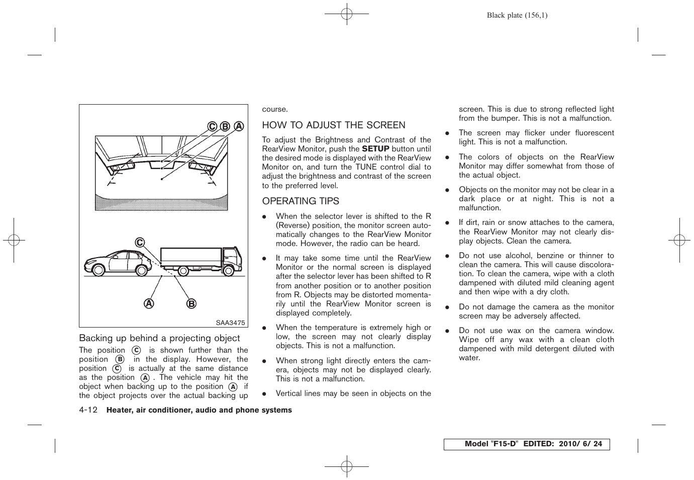 How to adjust the screen -12 operating tips -12 | NISSAN 2011 JUKE - Owner's Manual User Manual | Page 156 / 345