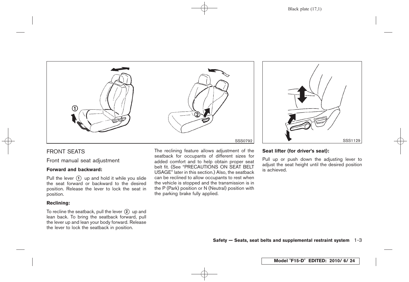 Front seats -3 | NISSAN 2011 JUKE - Owner's Manual User Manual | Page 19 / 345