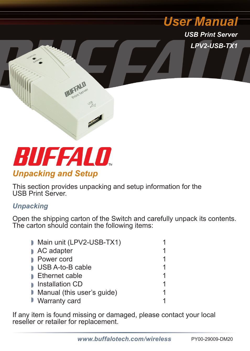 Buffalo Technology LPV2-USB-TX1 User Manual | 24 pages