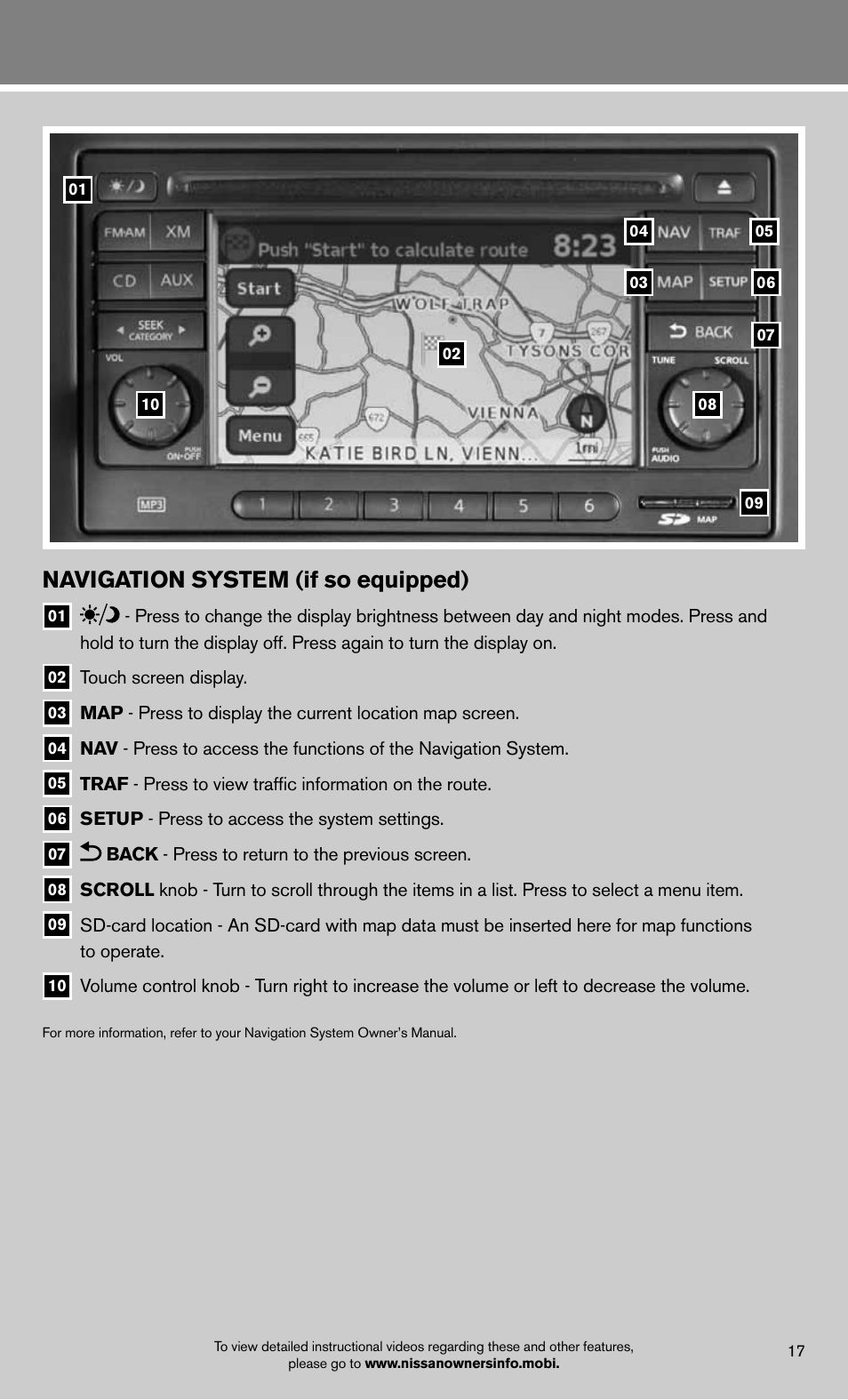 Navigation system (if so equipped) | NISSAN 2012 JUKE - Quick Reference Guide User Manual | Page 19 / 20