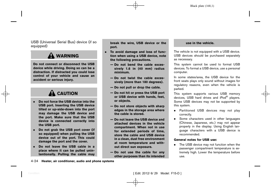 Warning, Caution | NISSAN 2013 JUKE - Owner's Manual User Manual | Page 170 / 347