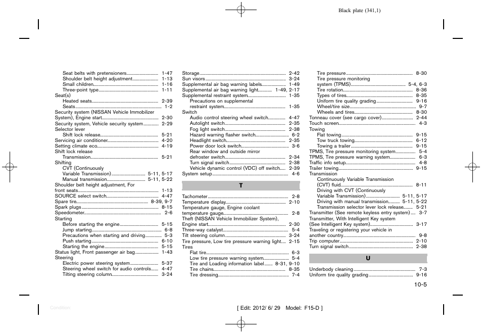 NISSAN 2013 JUKE - Owner's Manual User Manual | Page 343 / 347