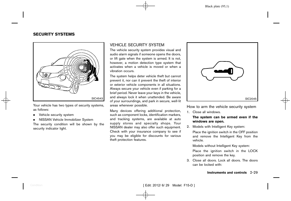 Security systems -29, Vehicle security system -29 | NISSAN 2013 JUKE - Owner's Manual User Manual | Page 97 / 347