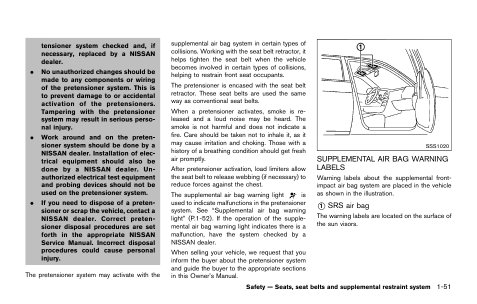 Supplemental air bag warning labels -51 | NISSAN 2015 JUKE - Owner's Manual User Manual | Page 72 / 384