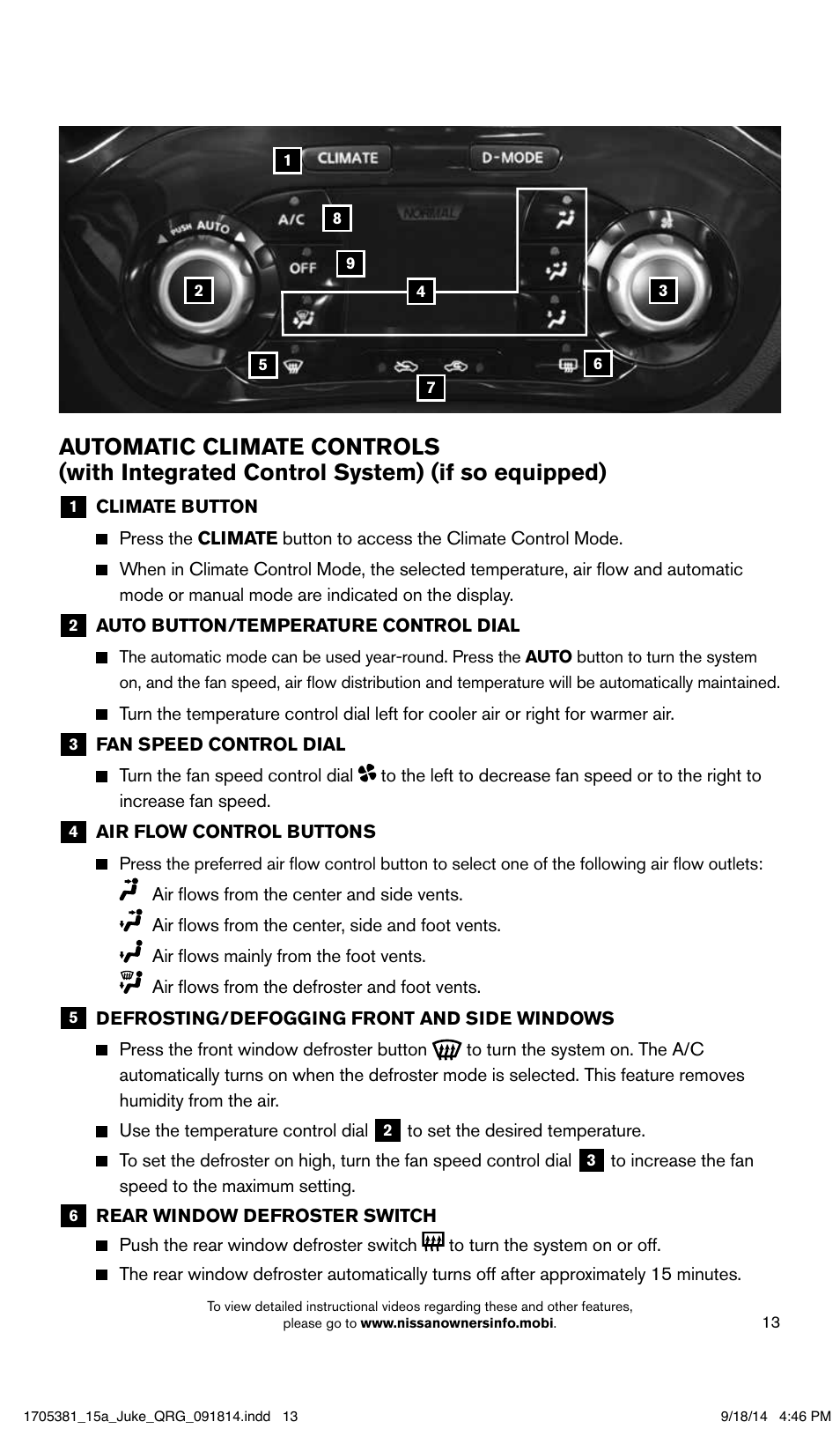 NISSAN 2015 JUKE - Quick Reference Guide User Manual | Page 15 / 28