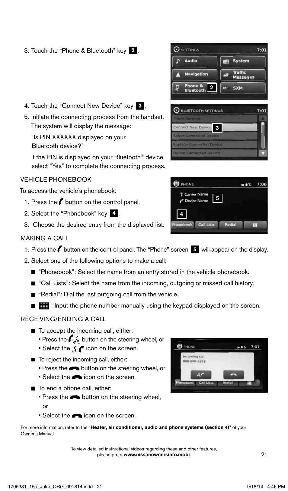 NISSAN 2015 JUKE - Quick Reference Guide User Manual | Page 23 / 28