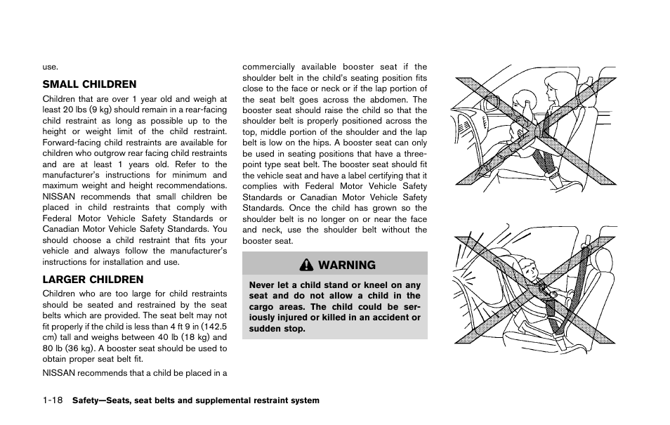 Small children -18 larger children -18 | NISSAN 2011 LEAF - Owner's Manual User Manual | Page 103 / 354