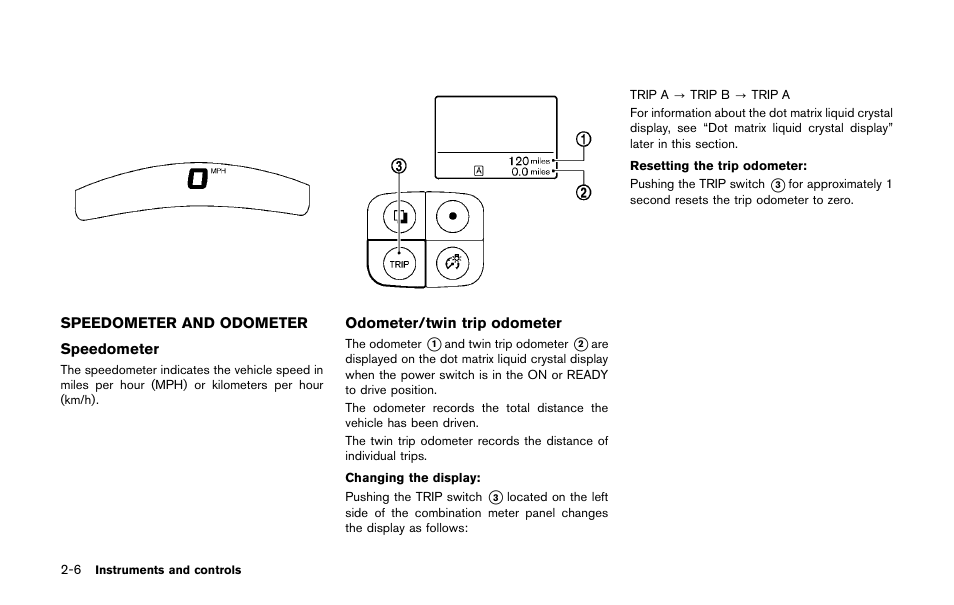 Speedometer and odometer -6 | NISSAN 2011 LEAF - Owner's Manual User Manual | Page 143 / 354