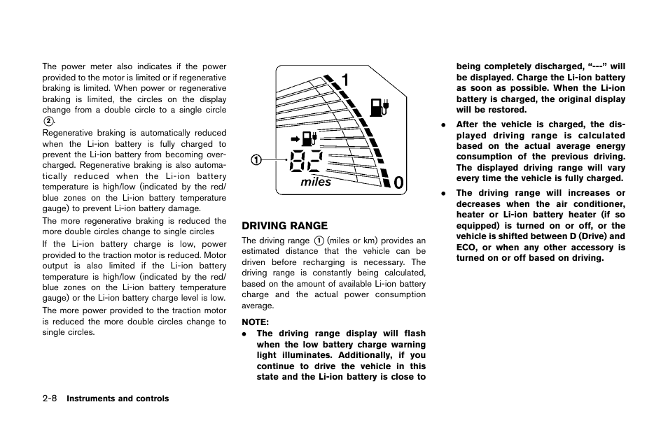 Driving range -8 | NISSAN 2011 LEAF - Owner's Manual User Manual | Page 145 / 354