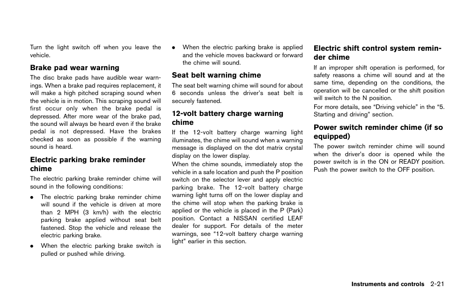 NISSAN 2011 LEAF - Owner's Manual User Manual | Page 158 / 354